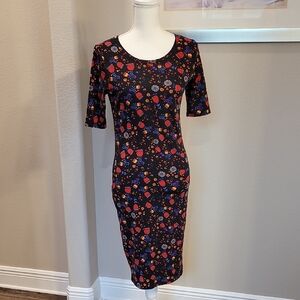 LuLaRoe Black and Red Patterned Midi Dress